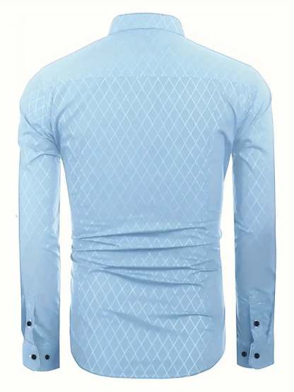 Men's Business Casual Plaid Long Sleeve Shirt