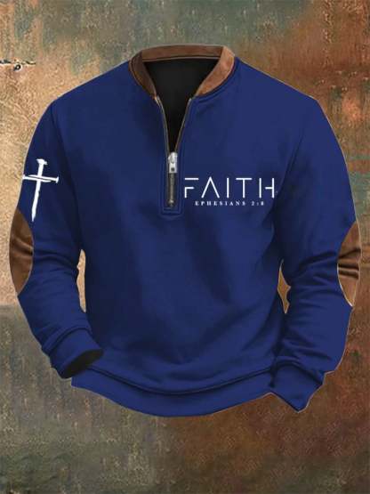 Men's Faith Printed Zip Collar Sweatshirt