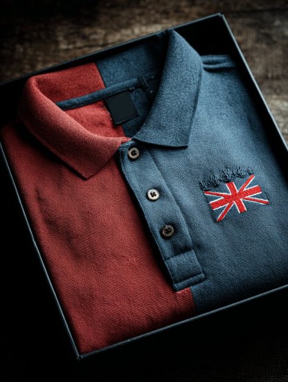 Men's Knitted British Embroidered Printed Polo Shirt