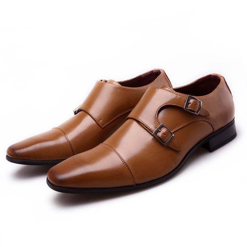 Buckle Pointed Toe British Style Men'S Shoes