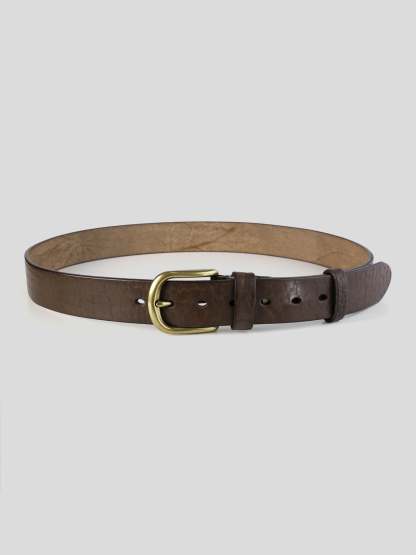 Brass Buckle Leather Dress Belt