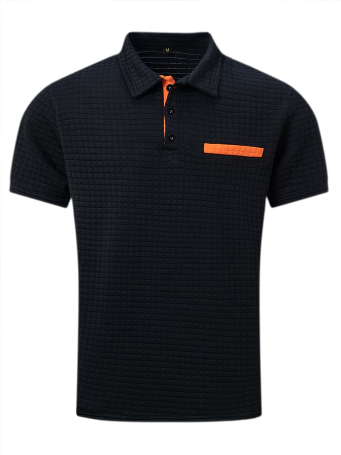 Men's Classic Colorblock Jacquard Plaid Lapel Polo Jacket