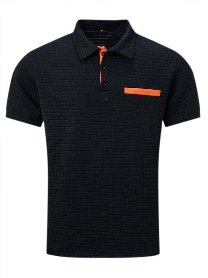 Men's Classic Colorblock Jacquard Plaid Lapel Polo Jacket