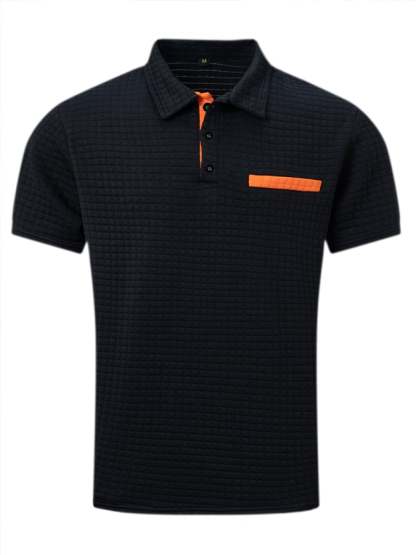 Men's Classic Colorblock Jacquard Plaid Lapel Polo Jacket