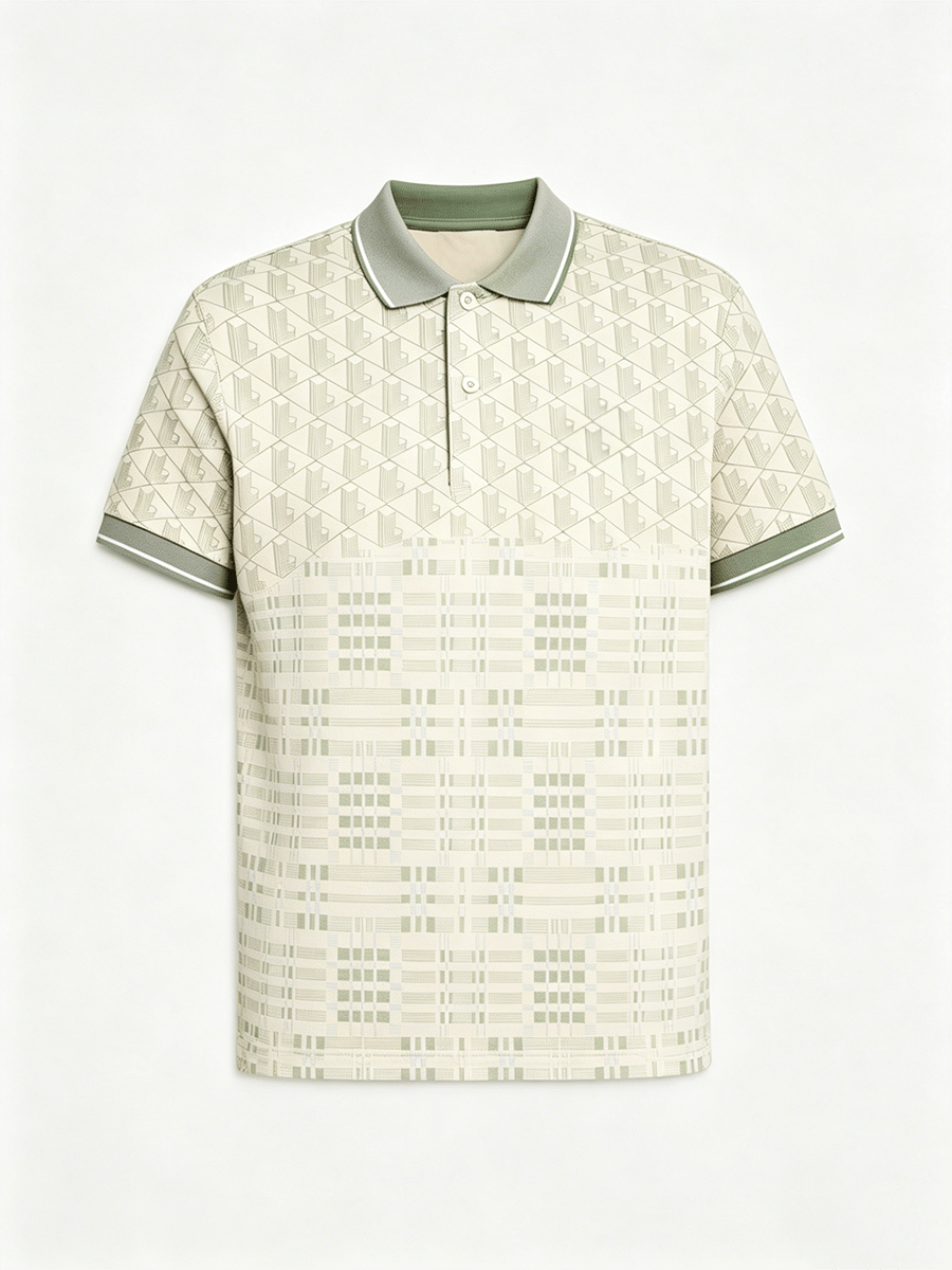 Men's Business Colorblock Plaid Print Polo Shirt