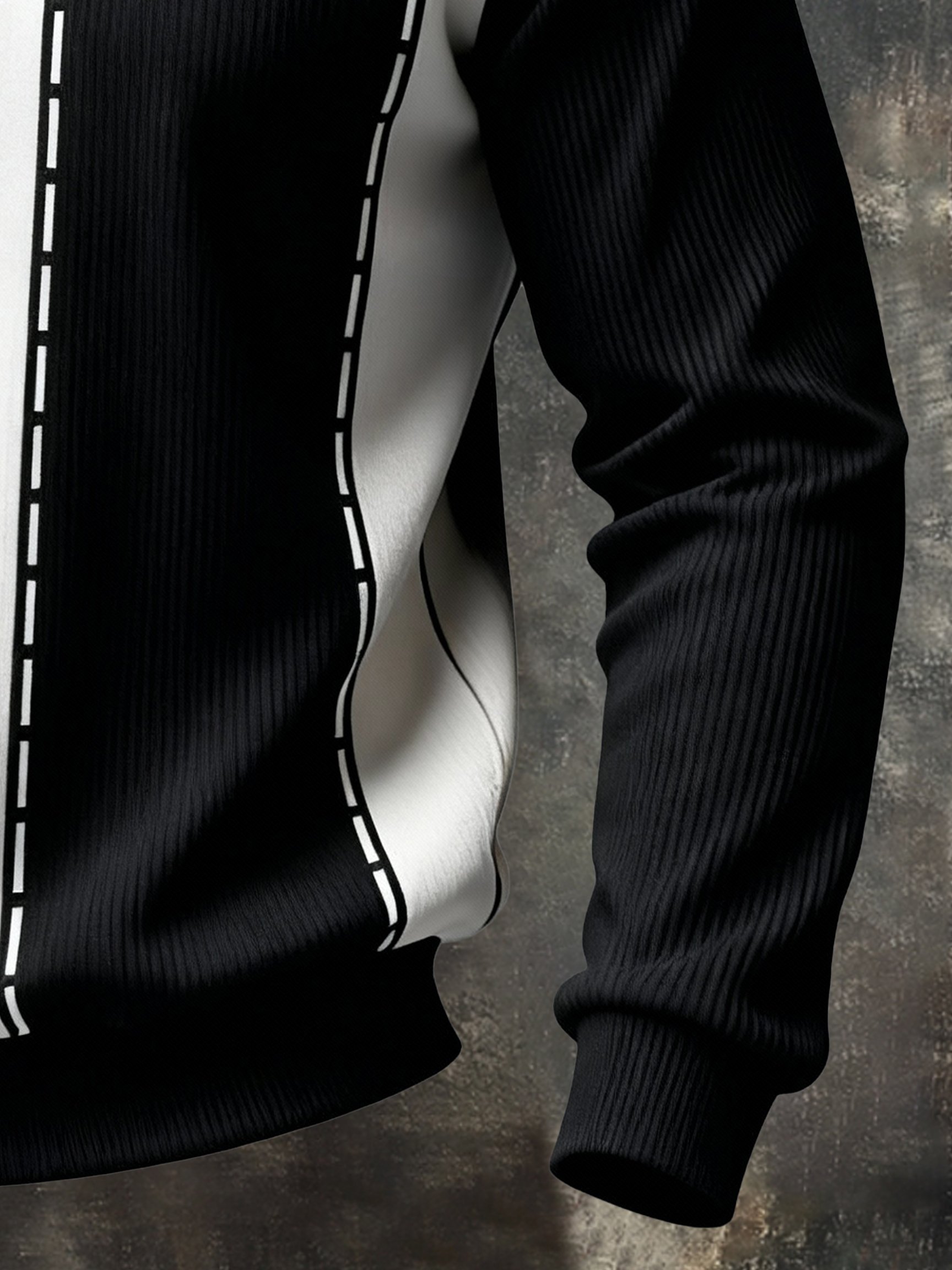 Men's Vintage-Style Color-Block Polo Collar Sweatshirt