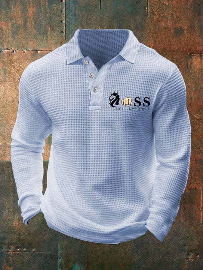 Fashionable Casual Men's Business Style Waffle Polo