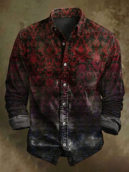 Men's Vintage Art Long-Sleeved Shirt