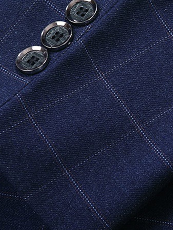 Men's Work Office Notched Collar Plaid Regular Fit Blazer