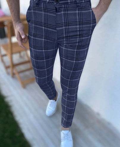 Men's Geometric Print Mid Waist Casual Trousers
