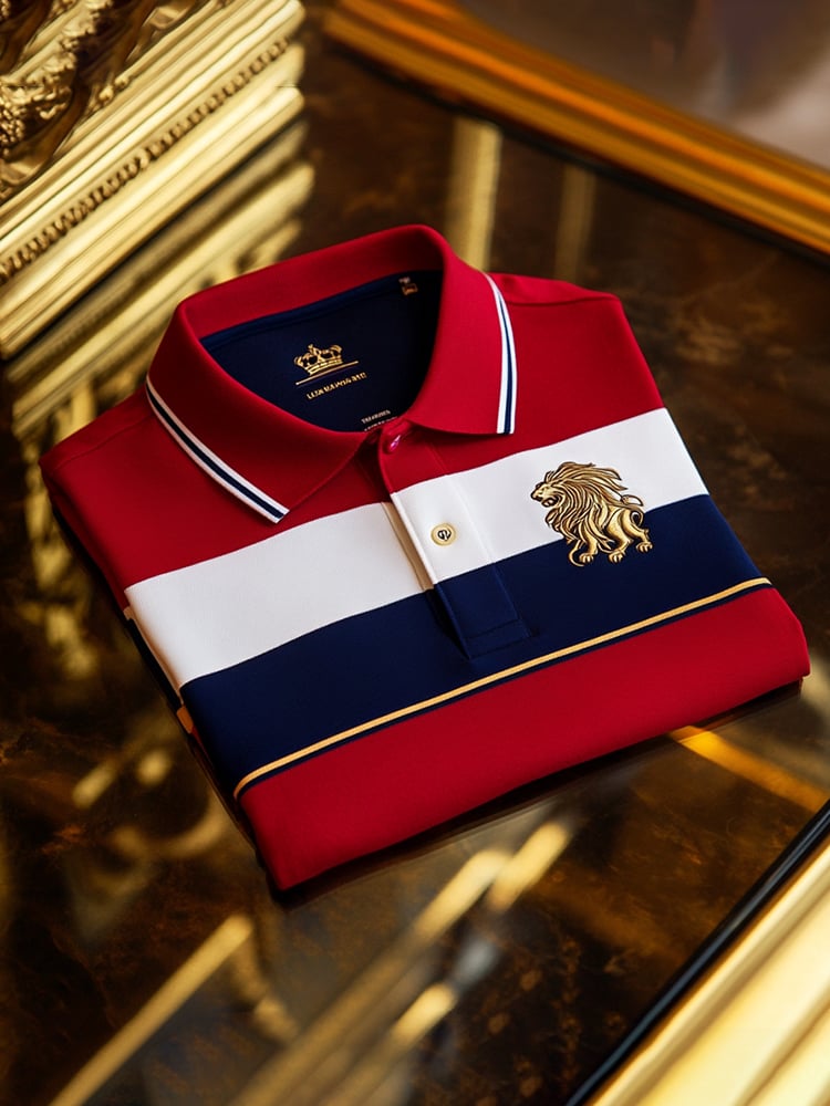 Men's Classic Business Check Button Short Sleeve Polo Shirt