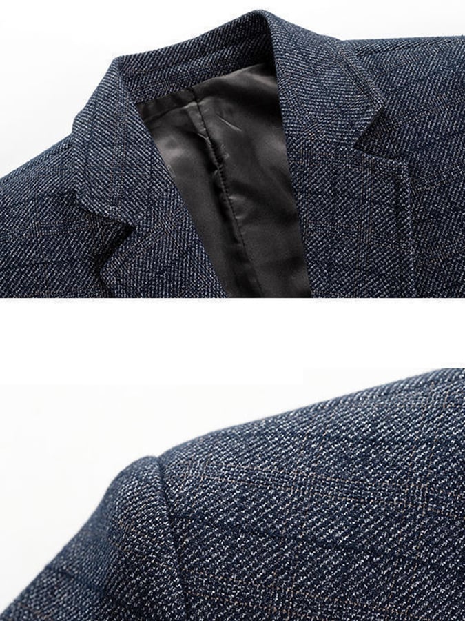 Men's Work Office Notched Collar Plaid Regular Fit Blazer