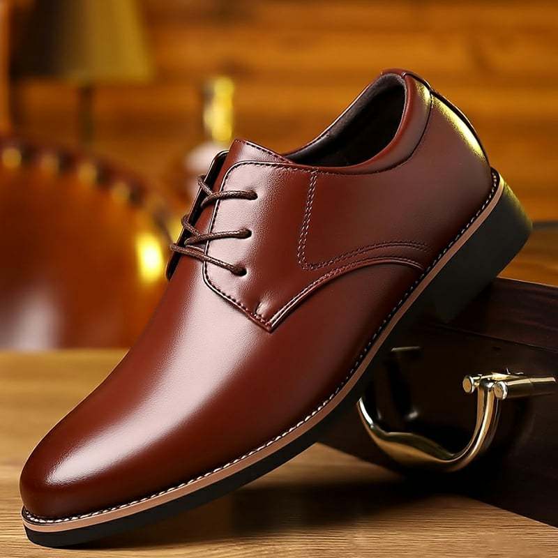 Men's Comfort British Business Wedding Casual Lace-up Simple Formal Leather Shoes