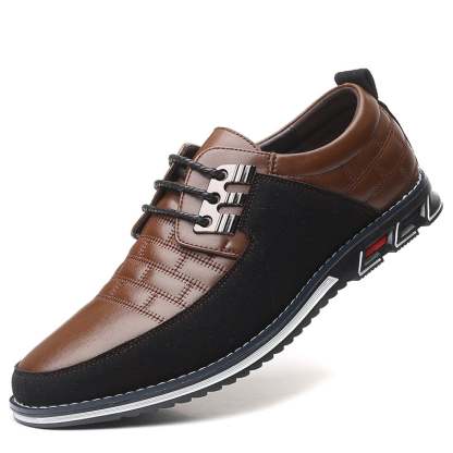 Men'S Patchwork Fashionable Casual Leather Shoes