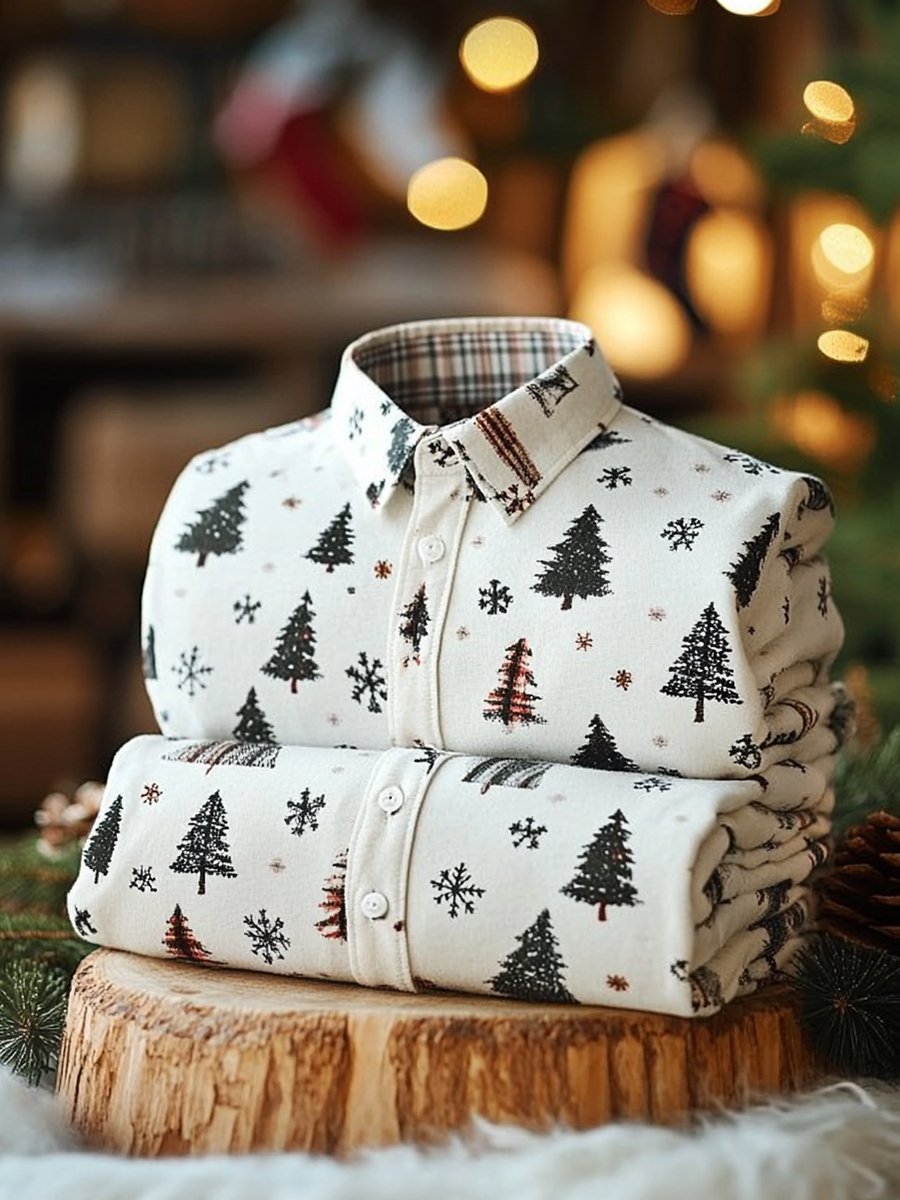 Men's Business Christmas Tree Long Sleeve Shirt