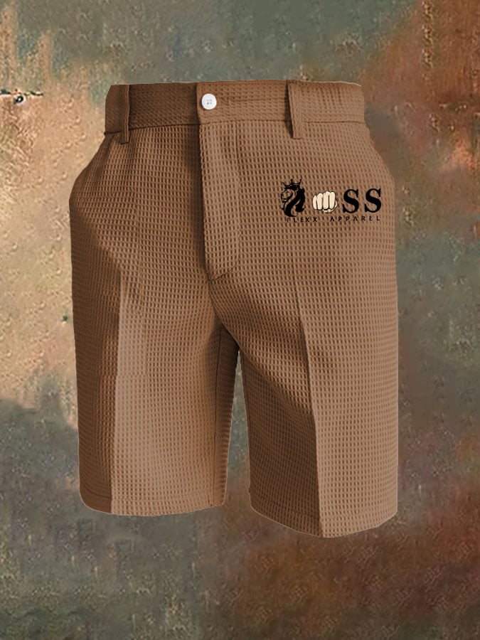 Men's All-Match Solid Color Waffle Zipper Pants