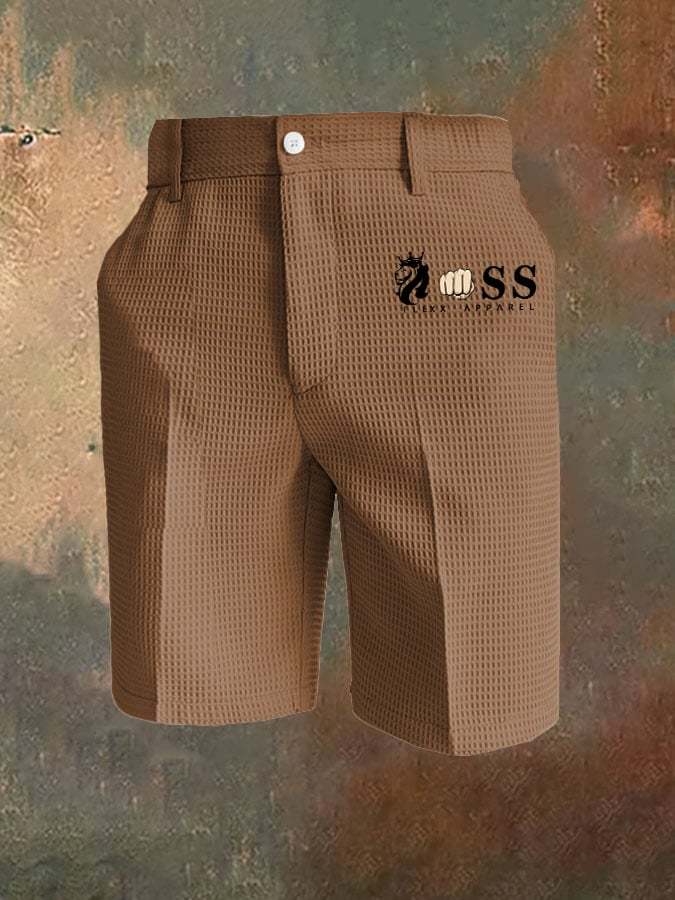 Men's All-Match Solid Color Waffle Zipper Pants