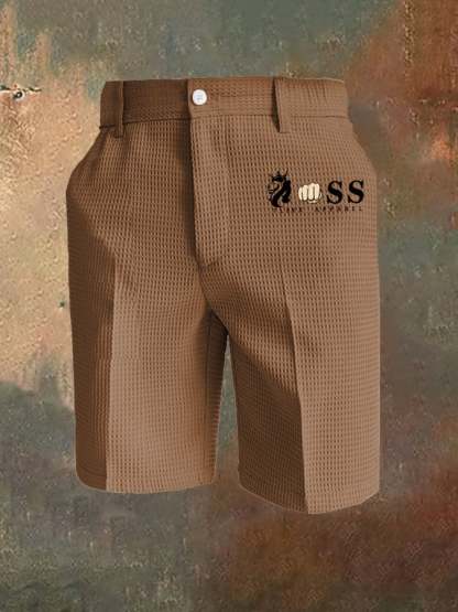 Men's All-Match Solid Color Waffle Zipper Pants