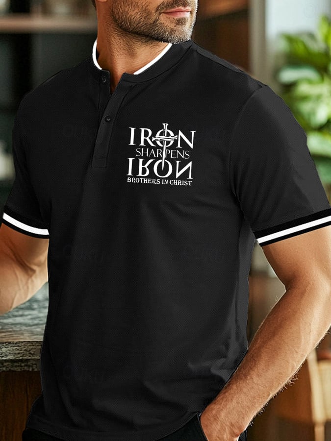 Men's Vintage Faith Casual Printed Button-Up Top