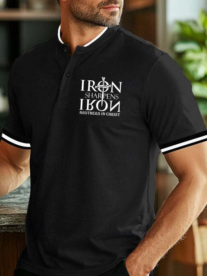 Men's Vintage Faith Casual Printed Button-Up Top