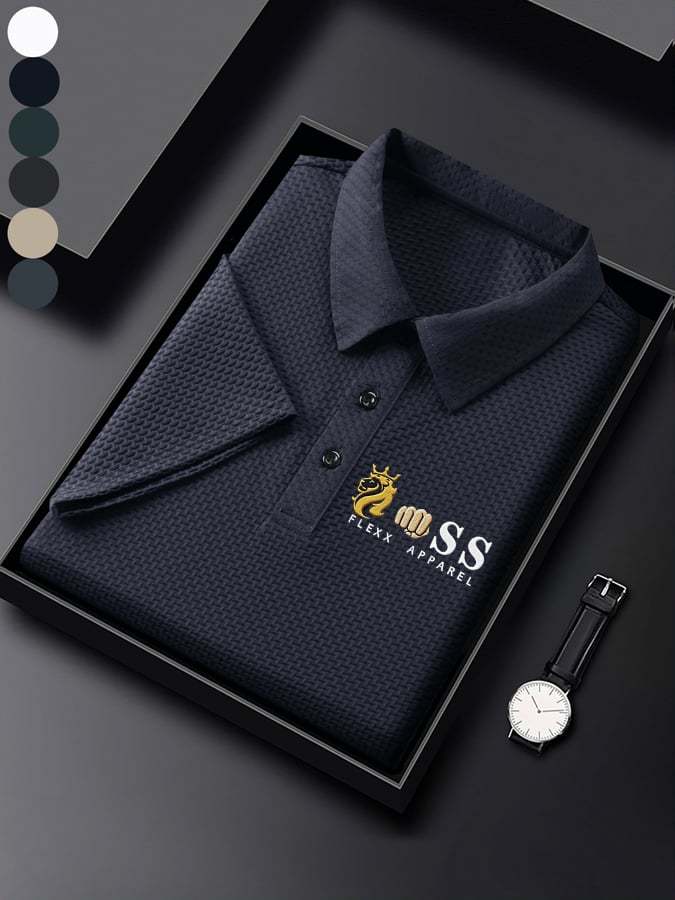 Men'S Waffle Fabric Casual Short Sleeve POLO Shirt