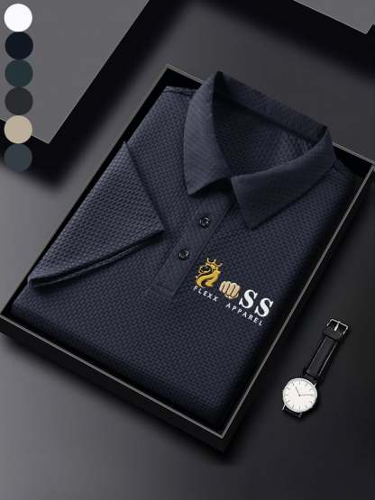 Men'S Waffle Fabric Casual Short Sleeve POLO Shirt