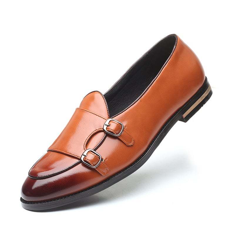 Fashion British Belt Double Buckle Small Leather Shoes
