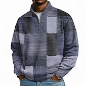 Men's Geometric Plaid Waffle Sweatshirt 