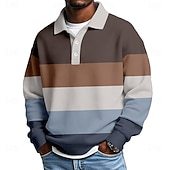 Men's Horizontal Stripes Waffle Polo Shirts