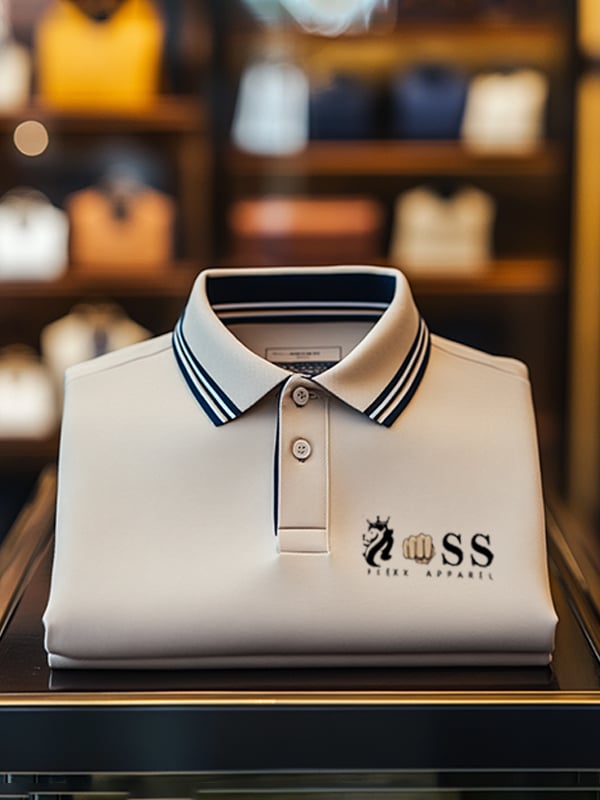 Men's Business Logo Print Lapel Polo Shirt