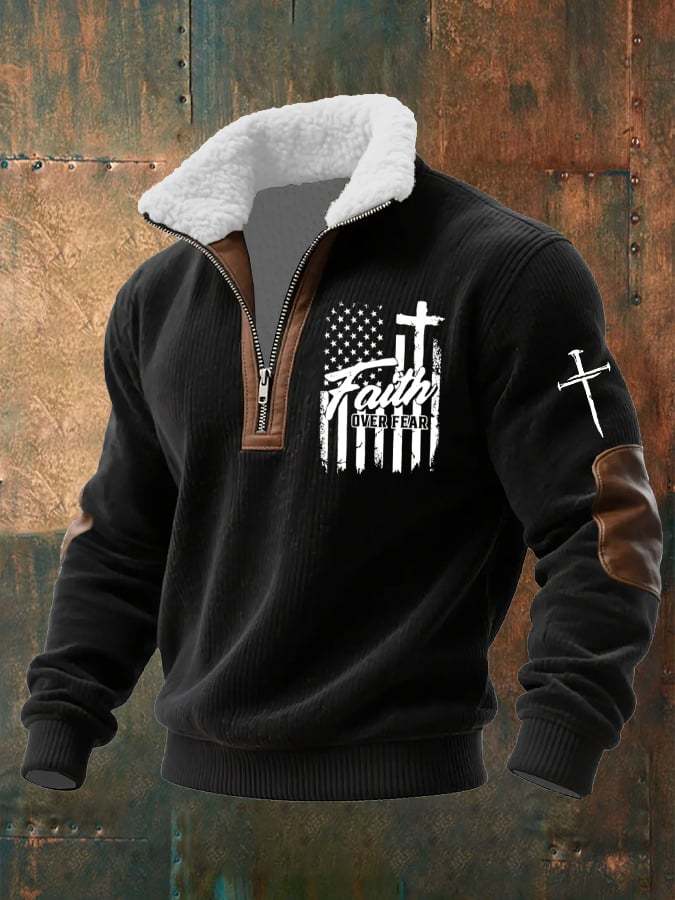 Men's Casual Faith Retro Textured Sweatshirt