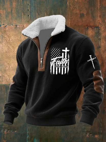 Men's Casual Faith Retro Textured Sweatshirt