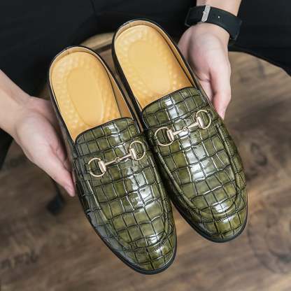 British Fashion Horsebit Heelless Breathable Faux Leather Shoes