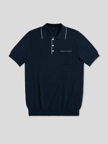 GentleKnit Contrast Color Short Sleeve Knitted Polo
