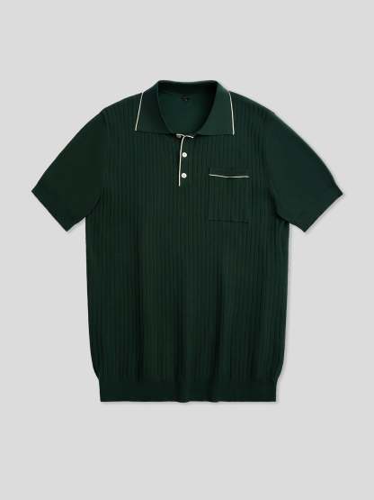GentleKnit Contrast Color Short Sleeve Knitted Polo