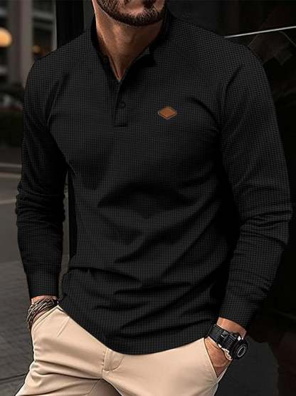 Men's Casual Waffle Button Polo