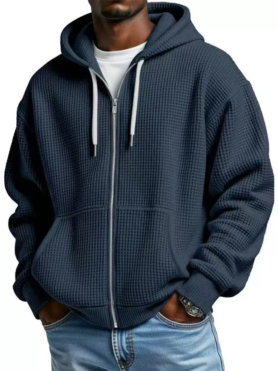 Casual Waffle Hooded Jacket