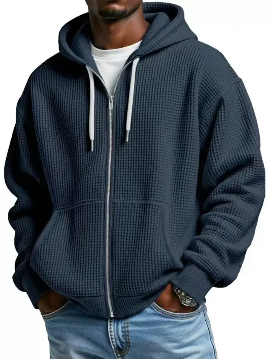 Casual Waffle Hooded Jacket
