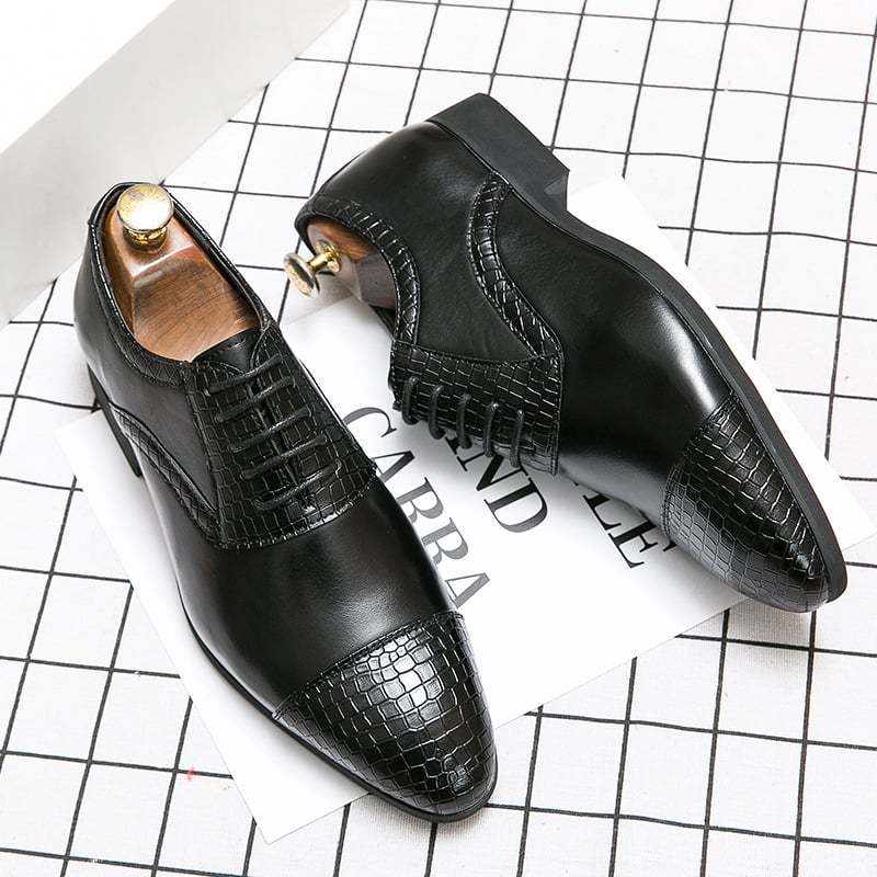 Business Casual Fashion Color Contrast Men'S Leather Shoes