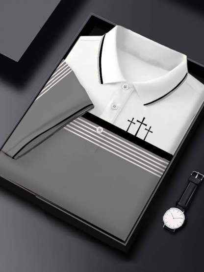 Men's Retro Faith  Casual Printed Short Sleeve Polo Shirt