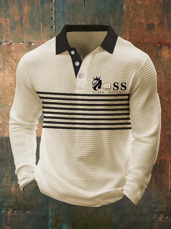 Fashionable Casual Men's Business Style Waffle Polo