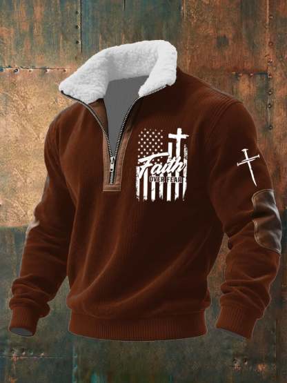 Men's Casual Faith Retro Textured Sweatshirt