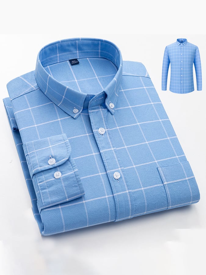 Men's Business Cotton Check Shirt