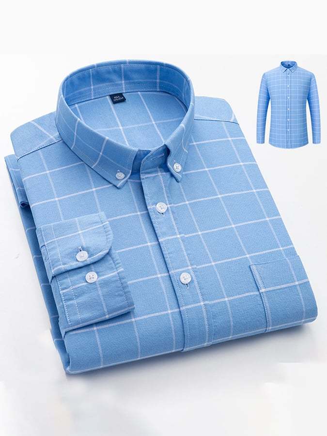 Men's Business Cotton Check Shirt