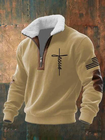 Men's Casual Faith Retro Textured Sweatshirt