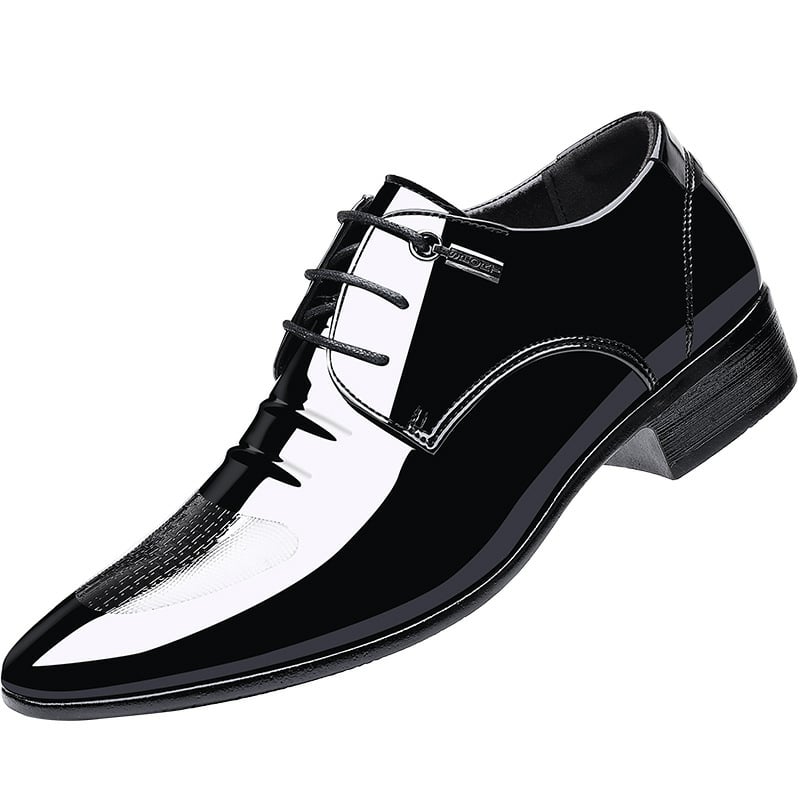 Men's Business Formal Casual Pointed Toe Lace Up Oxfords Faux Leather Patant Shoes