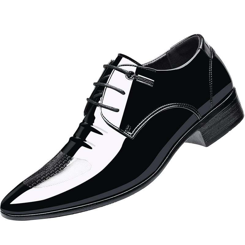 Men's Business Formal Casual Pointed Toe Lace Up Oxfords Faux Leather Patant Shoes