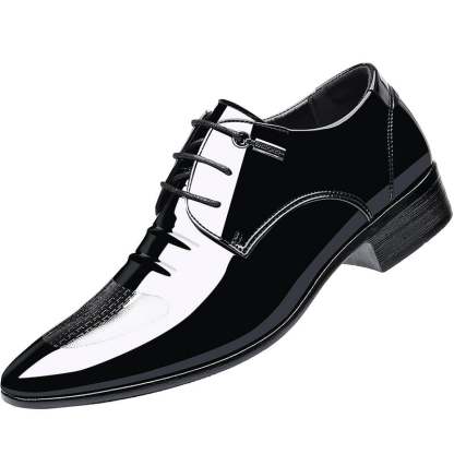 Men's Business Formal Casual Pointed Toe Lace Up Oxfords Faux Leather Patant Shoes
