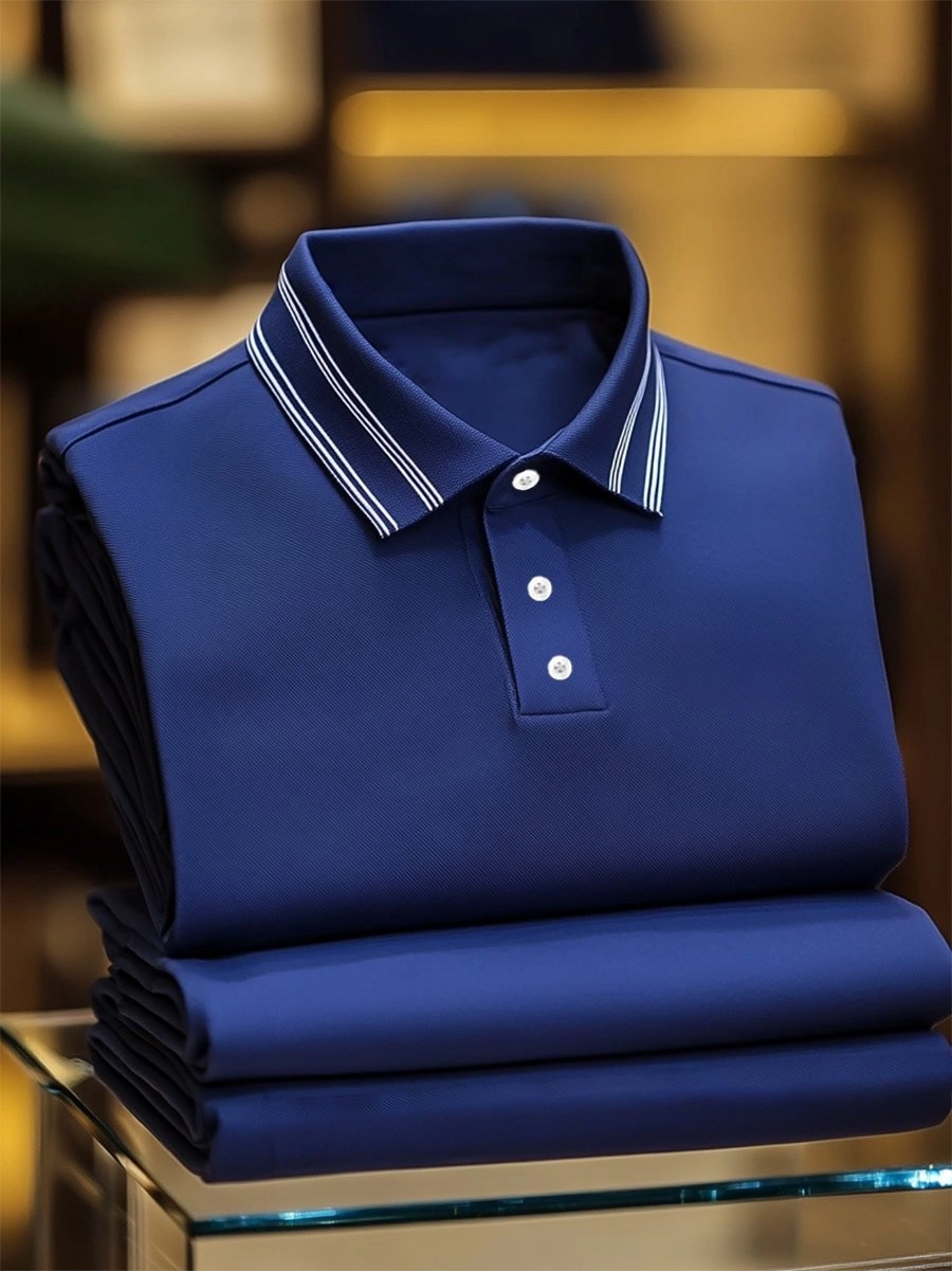 Men's Business Casual Button Short Sleeve Polo Shirt