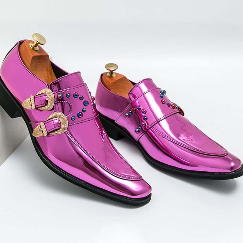 Men's British Business Pointed Toe Casual Buckle Leather Shoes